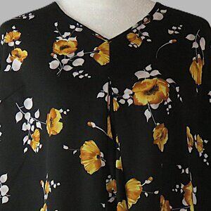 Torrid Women's Black & Yellow Floral Bell Sleeve Top Size 0 L (C511)